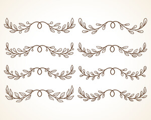 vines or floral border with vintage style. hand drawing leaves frame on white background