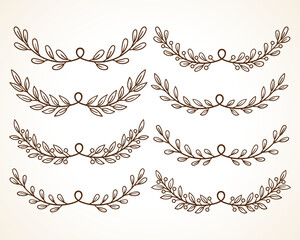 vines or floral border with vintage style. hand drawing leaves frame on white background