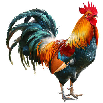 Colorful Rooster on white background 