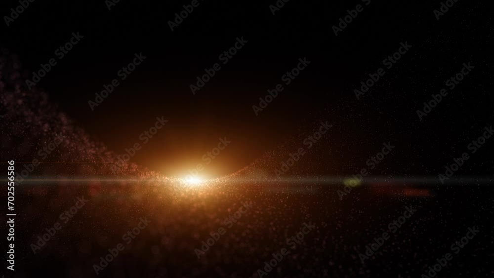 Wall mural digital futuristic slow motion dots with lens flare loop animation. concept valentine's day animatio
