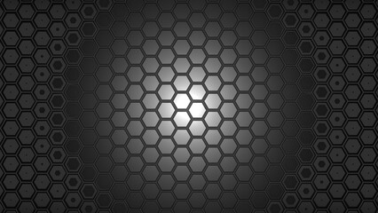 Abstract background with different size black and white hexagons