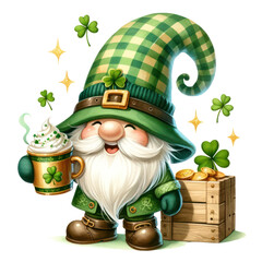 Cute Gnome Irish Coffee Cream Clipart Illustration