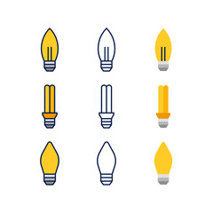 Simple Clean Light Bulb Electric Innovation Icon Illustration Set