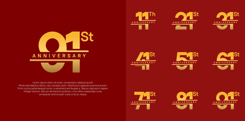 anniversary vector set design with golden color for celebration day