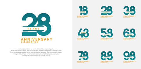 anniversary logotype vector set with green color for special celebration
