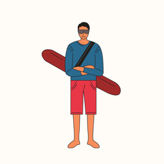 Lifeguard Vector Stock Illustration, Lifeguard with Lifeguard  equpments vector