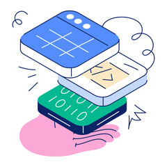 Modern hand drawn mini illustration of website layers 