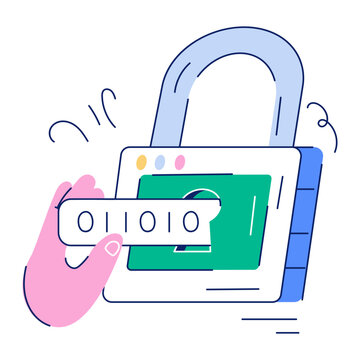 Data encryption hand drawn mini illustration 