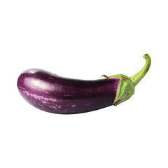 Purple Eggplant With Smooth Skin, Without Shadow, Isolated Transparent Background