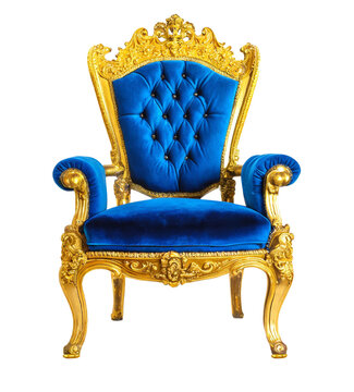 A luxurious throne on which the king sits on a white background