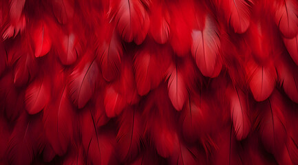 A Scarlet Moth Feathers Texture: Vivid Red Feather Background Close-up