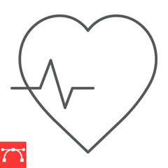 Heartbeat line icon, fitness and healthy, cardiac rhythm vector icon, vector graphics, editable stroke outline sign, eps 10.