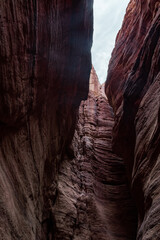 Natural  beauty of high cliffs with beautiful natural patterns along walking trail in the Wadi Numeira gorge in Jordan