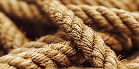 Macro close up of rope texture background - Generative ai