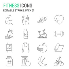 Fitness line icon set, sport collection, vector graphics, logo illustrations, healthy lifestyle vector icons, weight loss signs, outline pictograms, editable stroke