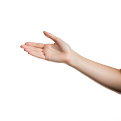 female hand holding empty on isolate transparency background, PNG