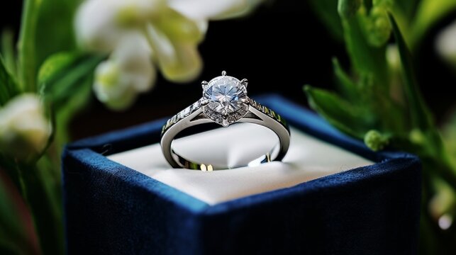 Solitaire diamond wedding ring, Proposal ring