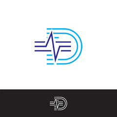 Medical Analysis with Initial D icon logo design illustration