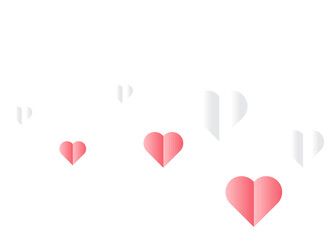 Pink Hearts Paper isolated PNG on transparent background. Valentine's day.