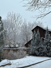 old house in the snow