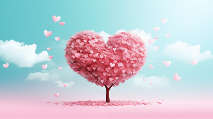 Heart tree valentine's background - 702562784