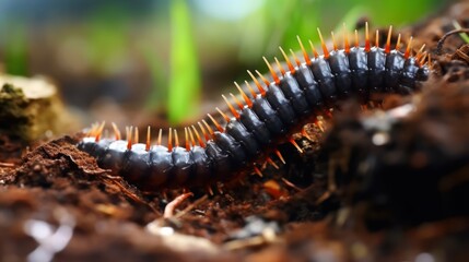 Centipede on the Soil
