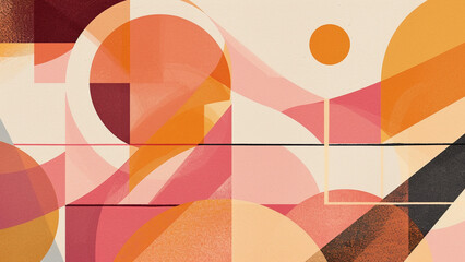 Harmonious Sunset Geometry in Warm Peach and Dusty Rose
