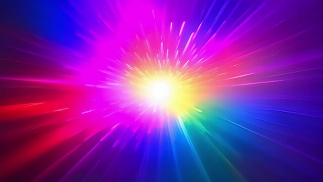 A burst of rainbow colors illuminates the frame, symbolizing the universal love and acceptance found within the LGBTQ+ community.