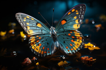 Closeup beautiful butterfly in a summer garden. AI Generative