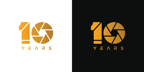 Unique and modern logo design for celebrating 10 years of photography