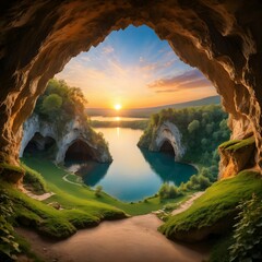 Fototapeta premium 03 lake and cave