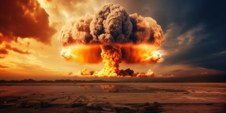 nuclear bomb explotion with large cloud