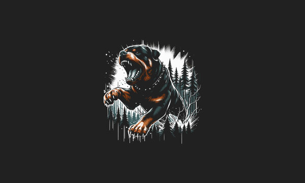 rottweiler angry on forest vector illustration artwork design