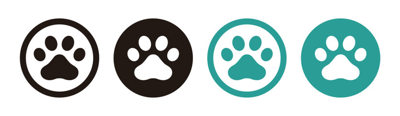 Dog or cat paw vector icon - obrazy, fototapety, plakaty