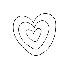 Simple doodle heart. Hand drawn heart isolated on white background. Symbol of Valentine Day. Vector illustration.