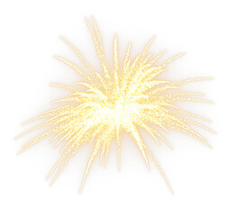 Celebrate golden firework splatter sparkling isolate on transparent backgrounds 3d rendering png
