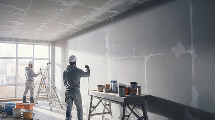 Interior construction renovation works  in progress - obrazy, fototapety, plakaty