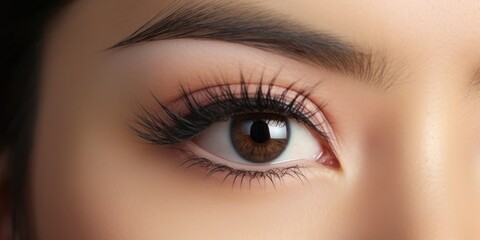 Fototapeta premium Macro beautiful asian woman brown eye with long lashes