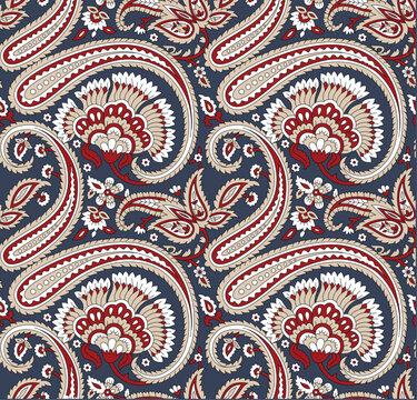 traditional Paisley pattern on grey background