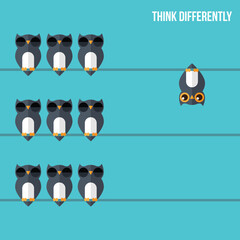 Think differently. Being different, standing out from the crowd. The graphic of owl also represents the concept of individuality , confidence, uniqueness, innovation, creativity.