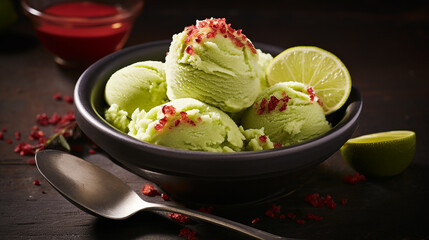 lime and chili sorbet at a lively Mexican fiesta, tangy with a spicy kick