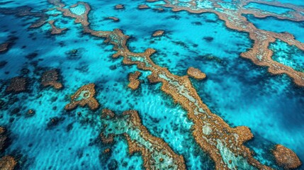 Fototapeta na wymiar Aerial view of coral reef with blue water. Top view.