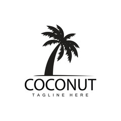 Coconut Tree Logo Design Summer Beach Plant Palm Tree Illustration Template