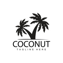 Obraz premium Coconut Tree Logo Design Summer Beach Plant Palm Tree Illustration Template