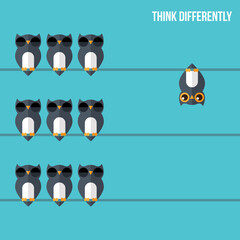 Think differently. Being different, standing out from the crowd. The graphic of owl also represents the concept of individuality , confidence, uniqueness, innovation, creativity.