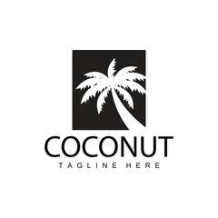 Obraz premium Coconut Tree Logo Design Summer Beach Plant Palm Tree Illustration Template