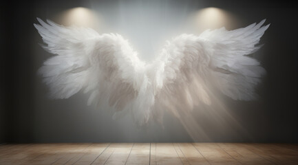An illustration of a pair of white angel wings for use as a graphic resource or asset by photographers to use in composites.