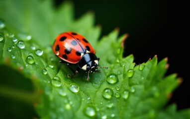 Up Close Encounter, Ladybug on a Leaf