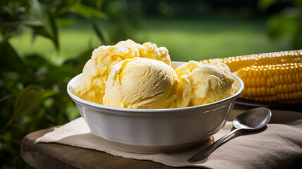 sweet corn ice cream at a summer farm
