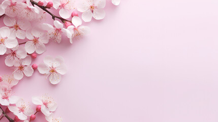 beautiful spring flowers on paper background, generative ai